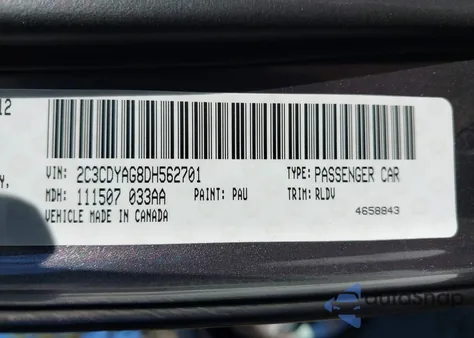 2013 Dodge Challenger Sxt Plus from USA, damaged, VIN 2C3CDYAG8DH562701